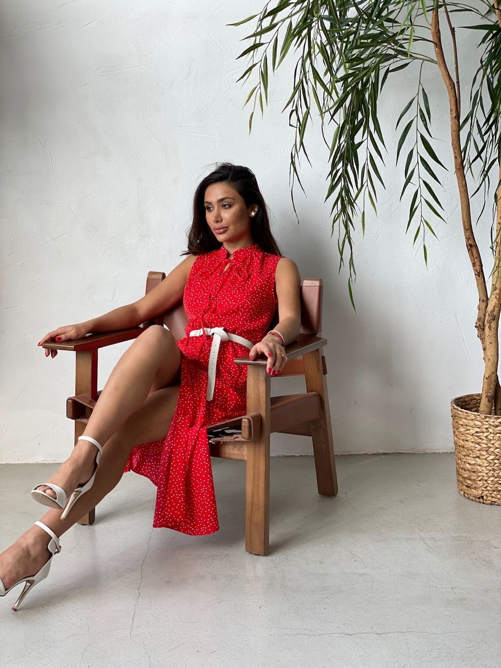 Платье, как из к/ф Красотка, красное в хаотичный горошек - Martichelli фото 8