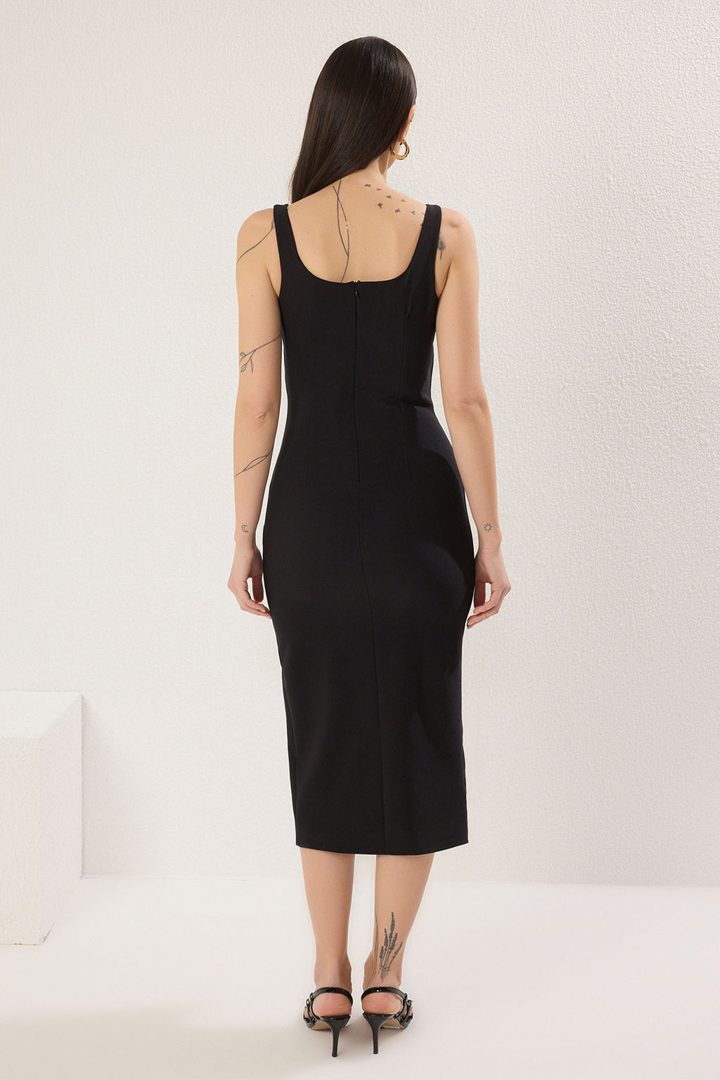 TRENDYOLMILLA Kahverengi Duz Vucudu Saran Midi Dokuma Elbise TWOSS25EL00619  фото 9