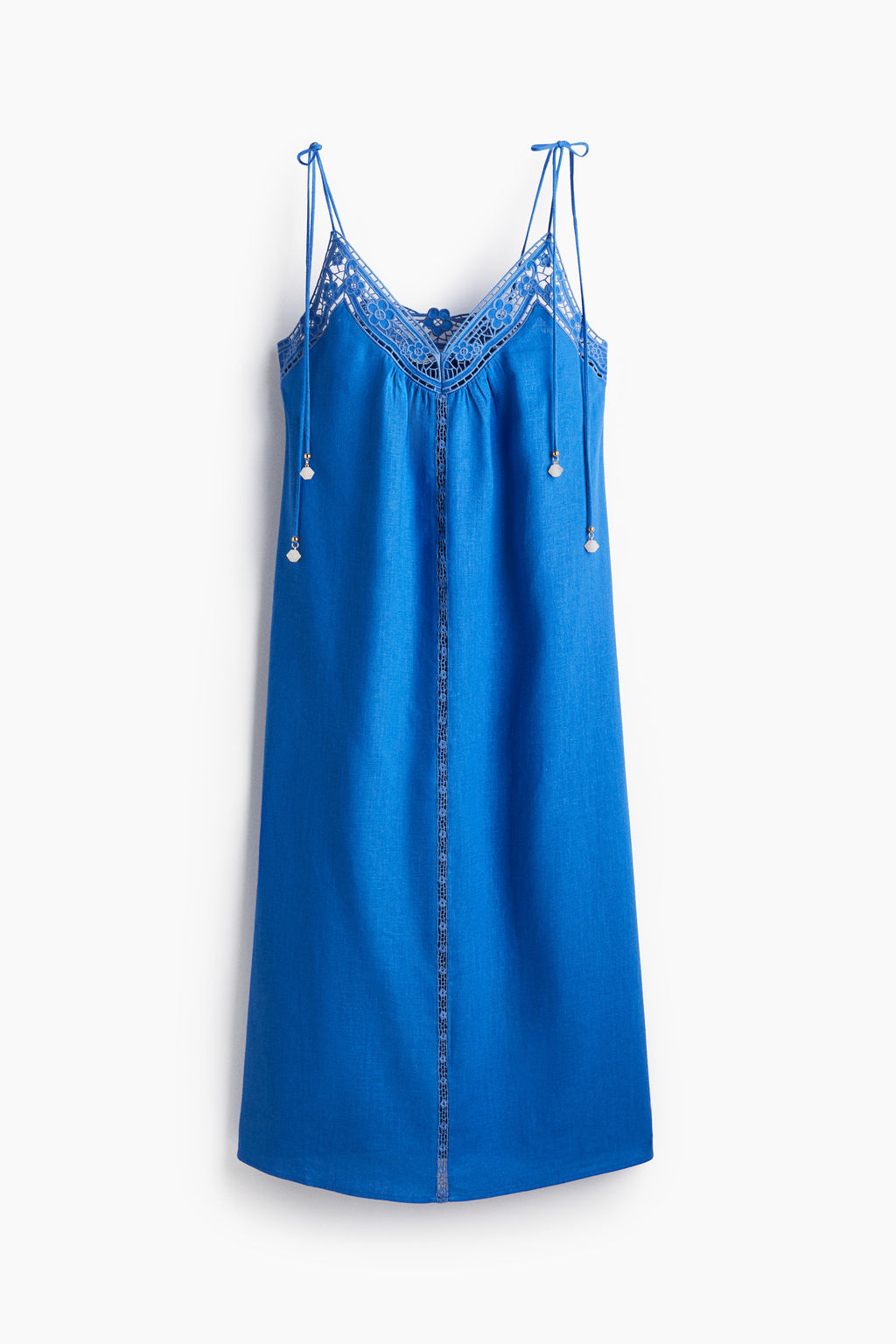 Vestido con bordado ingl?s y tirantes de lazo - H&m фото 3