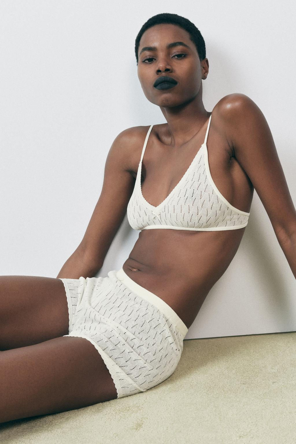 CHUNKY KNIT BRALETTE WITH BOW - Zara фото 6