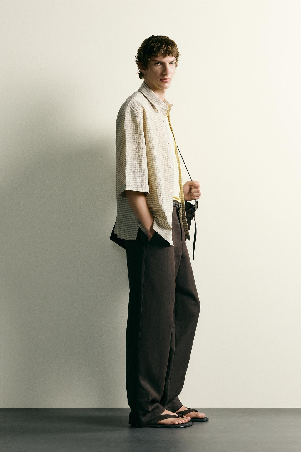 CAMISA CUADROS RELIEVE / Beige - Zara фото 4