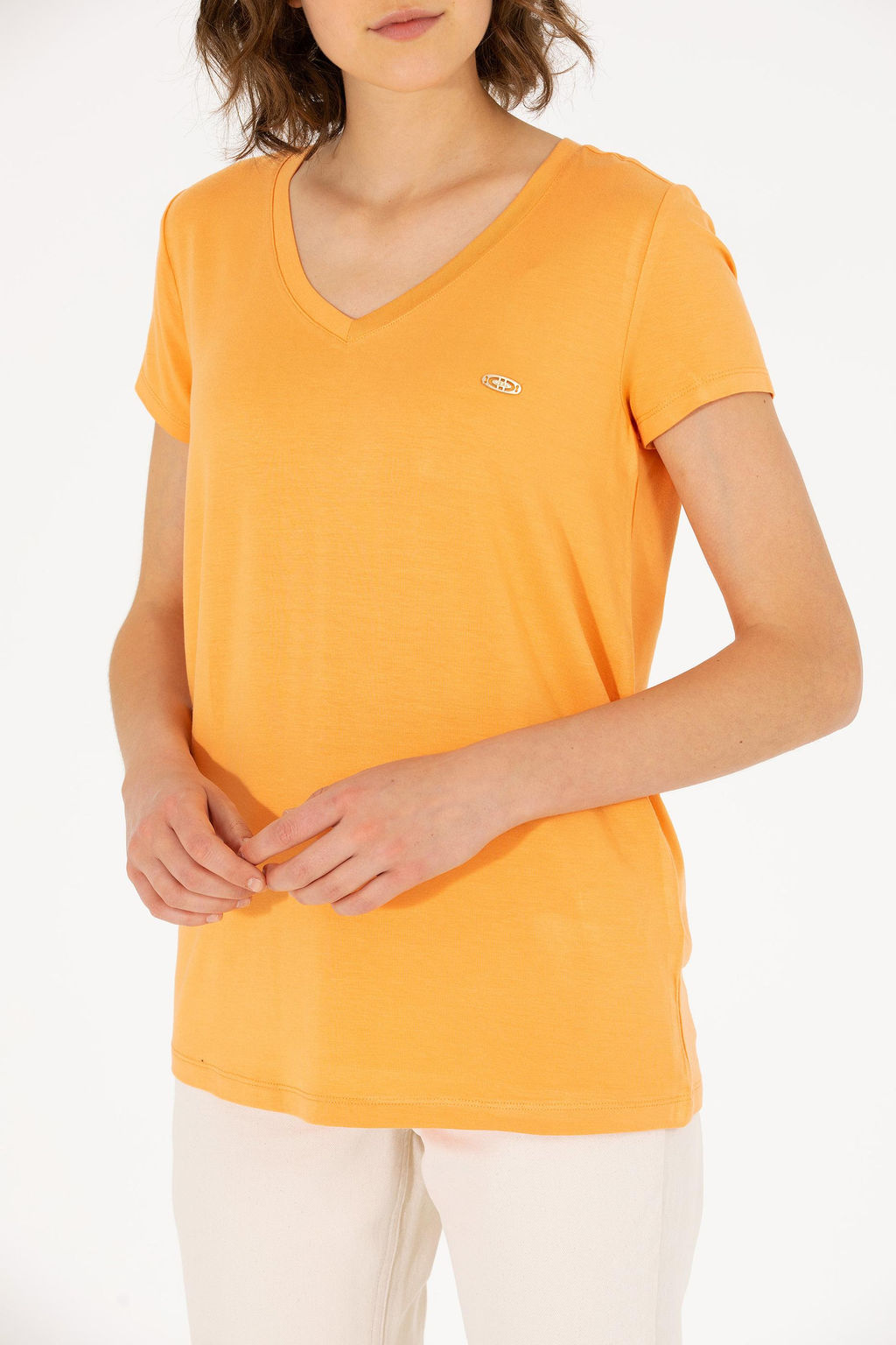 Женская оранжевая футболка Basic - U.s. polo assn фото 6