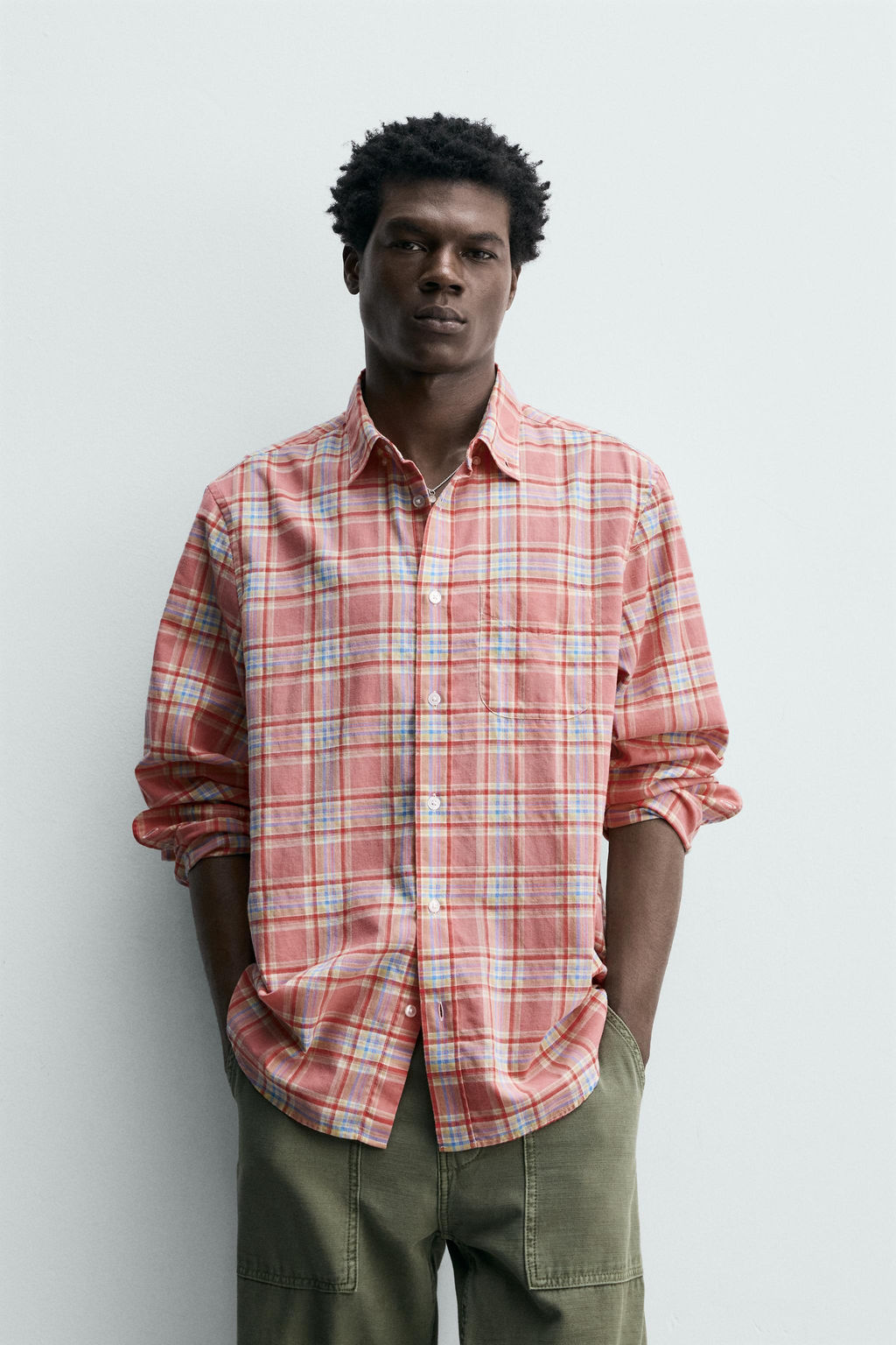 CAMISA REGULAR FIT CUADROS / Rosa - Zara фото 2