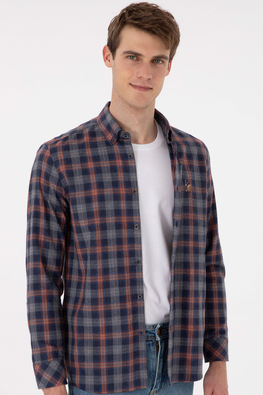 Мужская темно-синяя рубашка с длинным рукавом Неожиданная скидка в корзине - U.s. polo assn фото 3