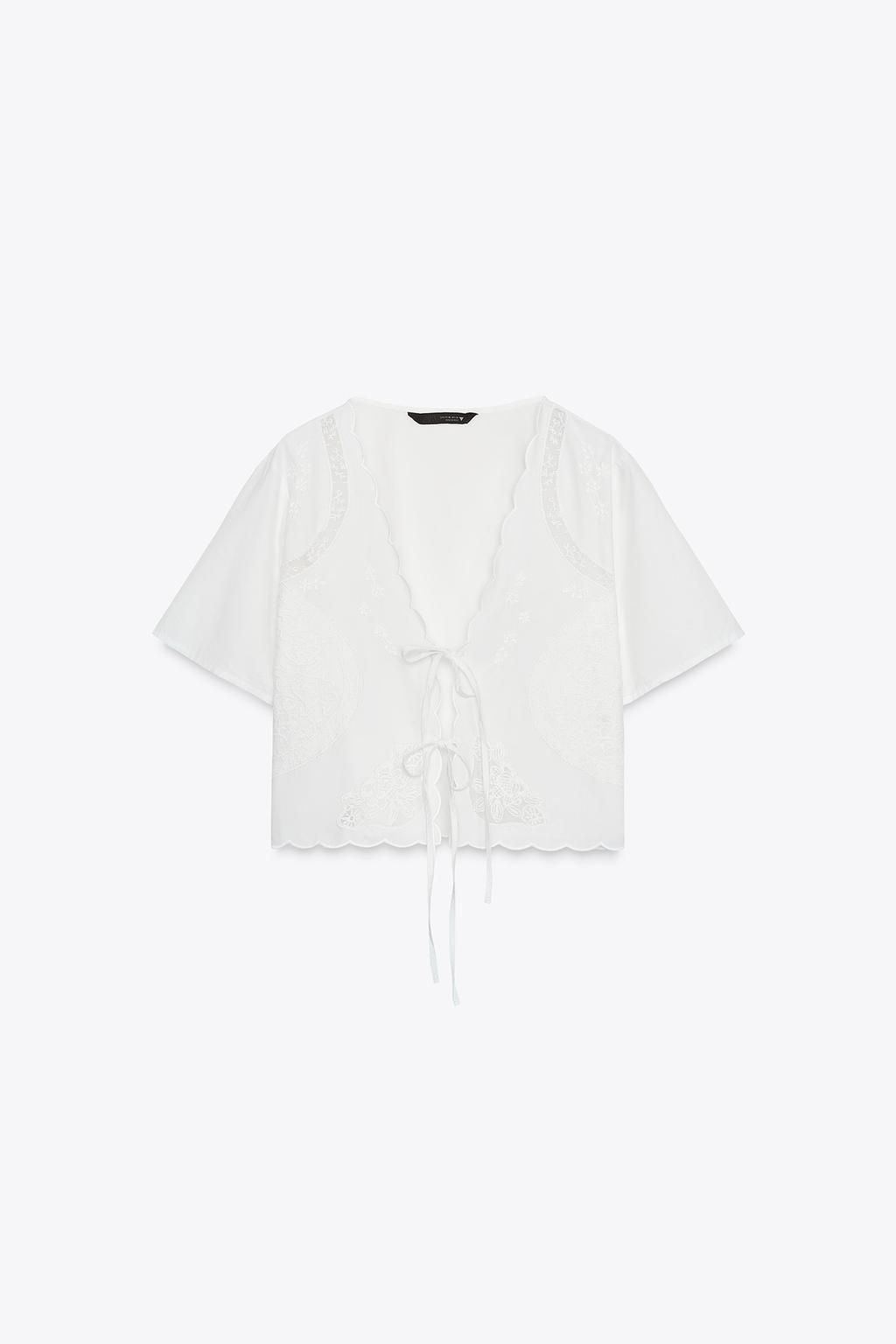 EMBROIDERED SHIRT WITH TIES - Zara фото 3