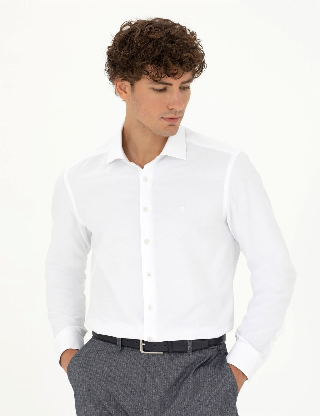 Beyaz Slim Fit Uzun Kollu G_mlek - Pierre cardin фото 3