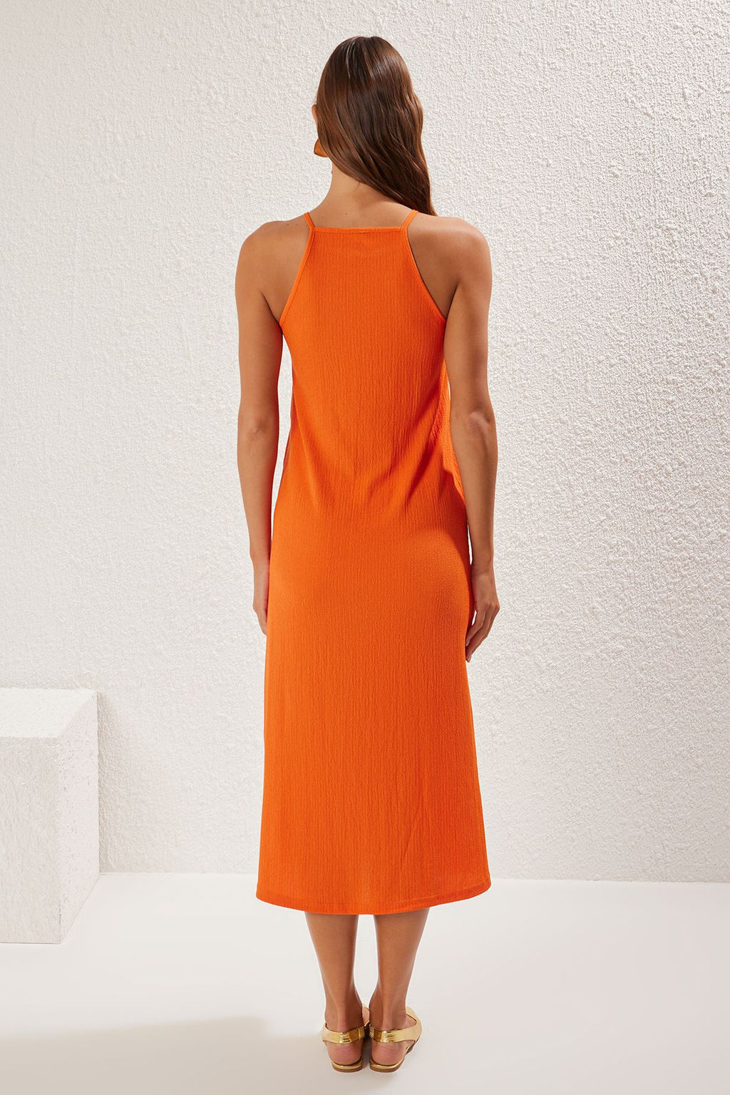 TRENDYOLMILLA Siyah Midi Halter Yaka Bodycone/Vucuda Oturan Orme Elbise TWOSS25EL00160  фото 9