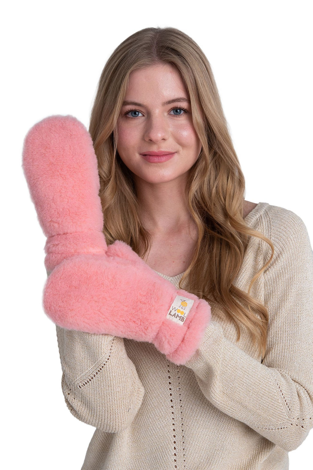 Варежки меховые на резинке ВАНИЛЬ - Woollamb фото 31