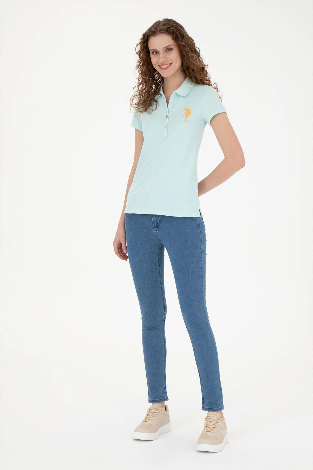 Женская базовая футболка цвета морской волны - U.s. polo assn фото 4