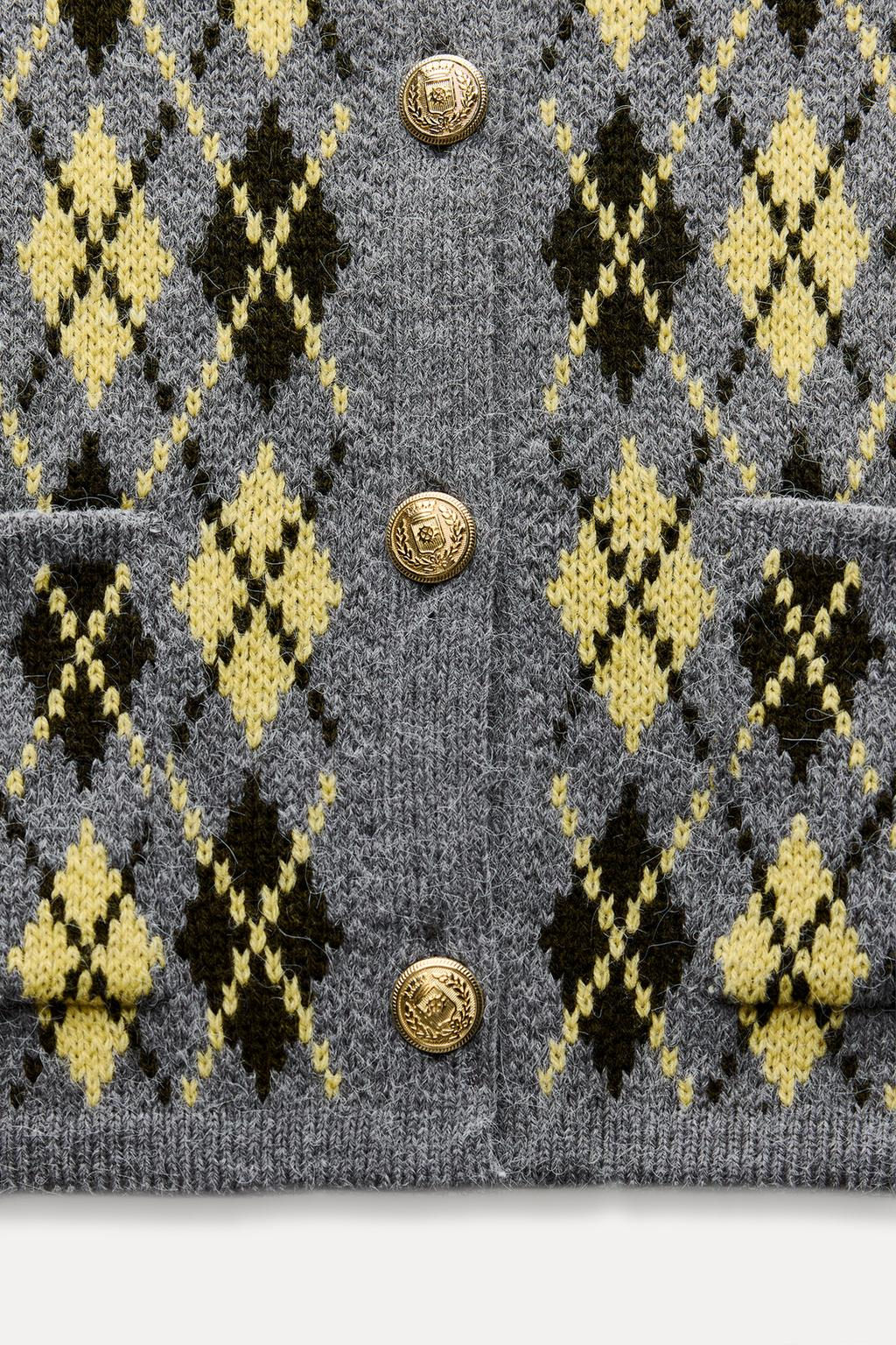 ARGYLE KNIT CARDIGAN - Zara фото 7
