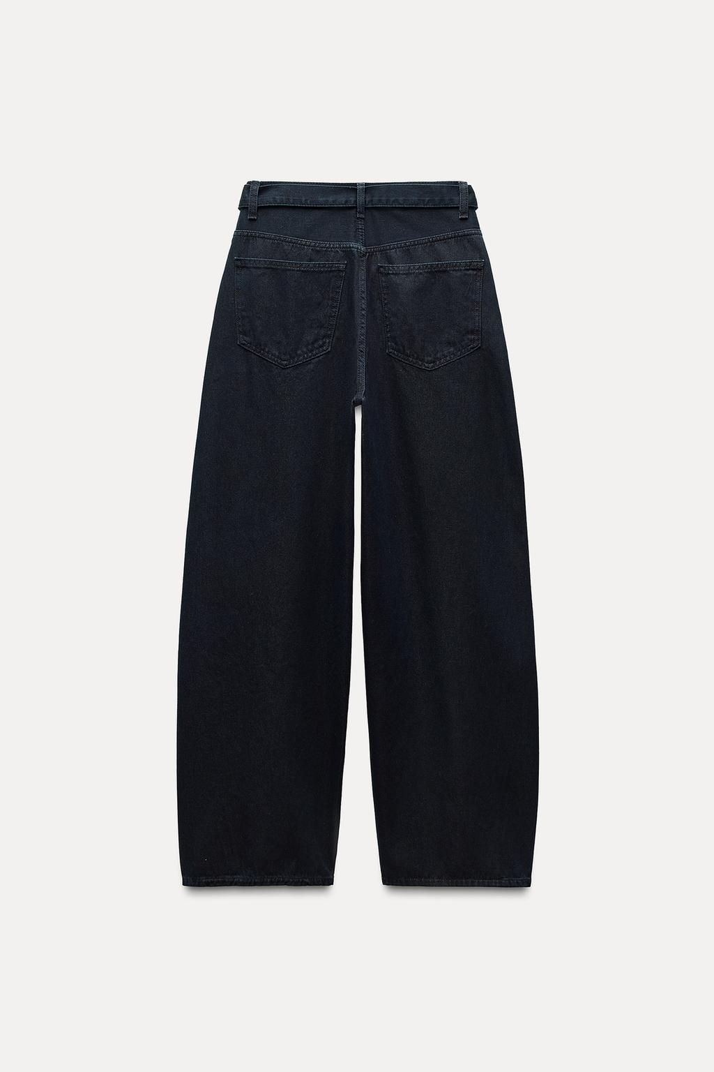 TRF BELTED DENIM TROUSERS - Zara фото 3