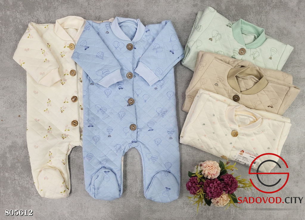 Комбенизон капитон на пуговках для новорожденных и малышей 1 шт