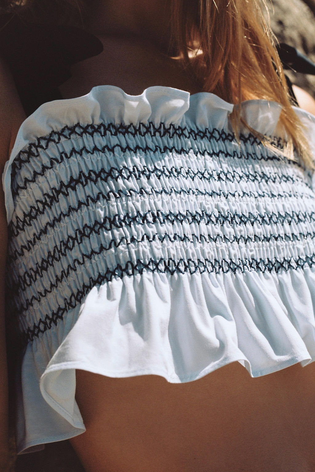 TOP LAZOS NIDO DE ABEJA / Azul / Blanco - Zara фото 4