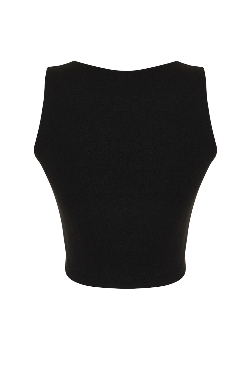 Siyah Duz Slim Regular Dugme Detayl? Crop Yelek TWOSS23YE00037