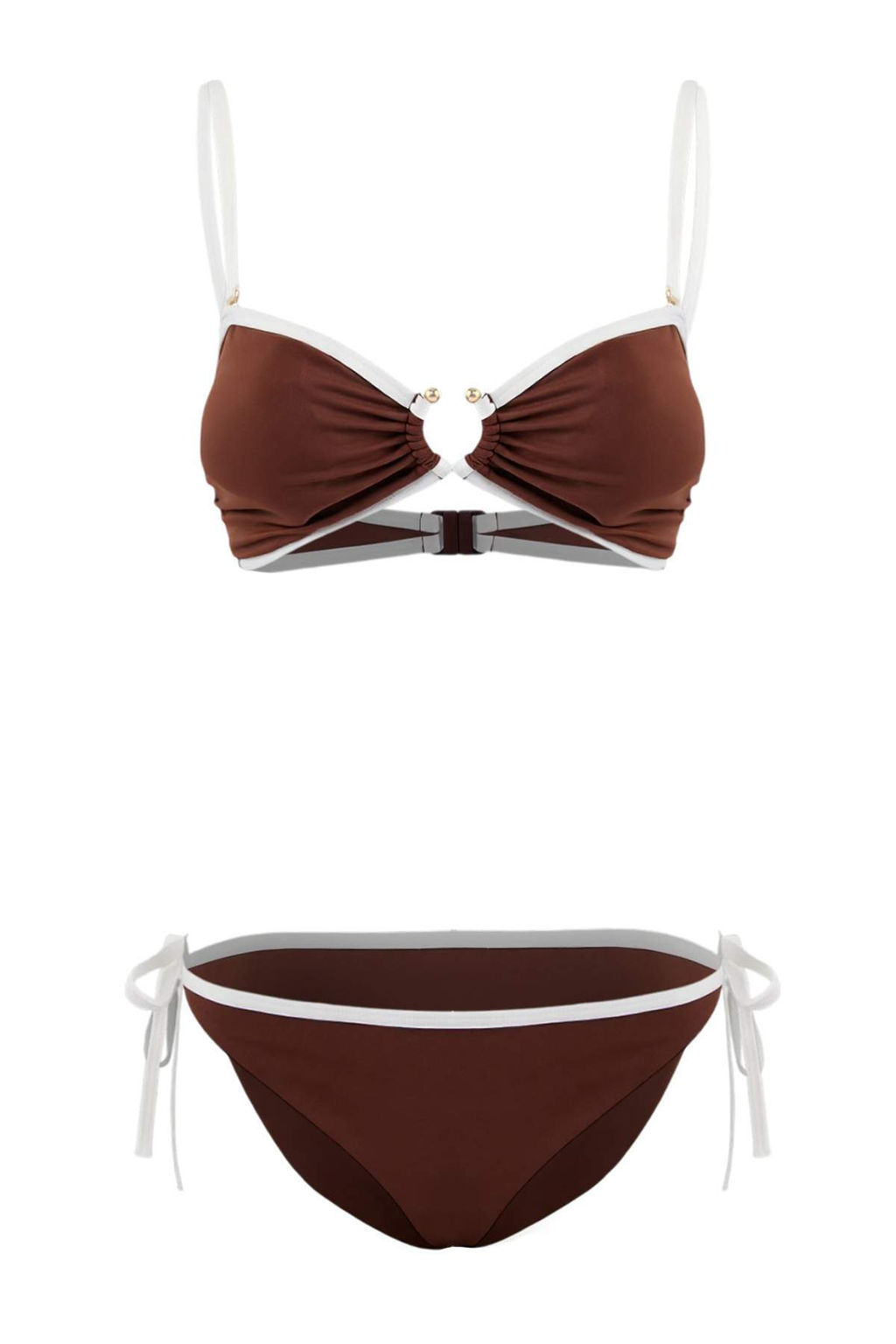 TRENDYOLMILLA Lacivert Straplez Kontrast Renk Biyeli Aksesuarl? Regular Bikini Tak?m? TBESS25BT00017  фото 17