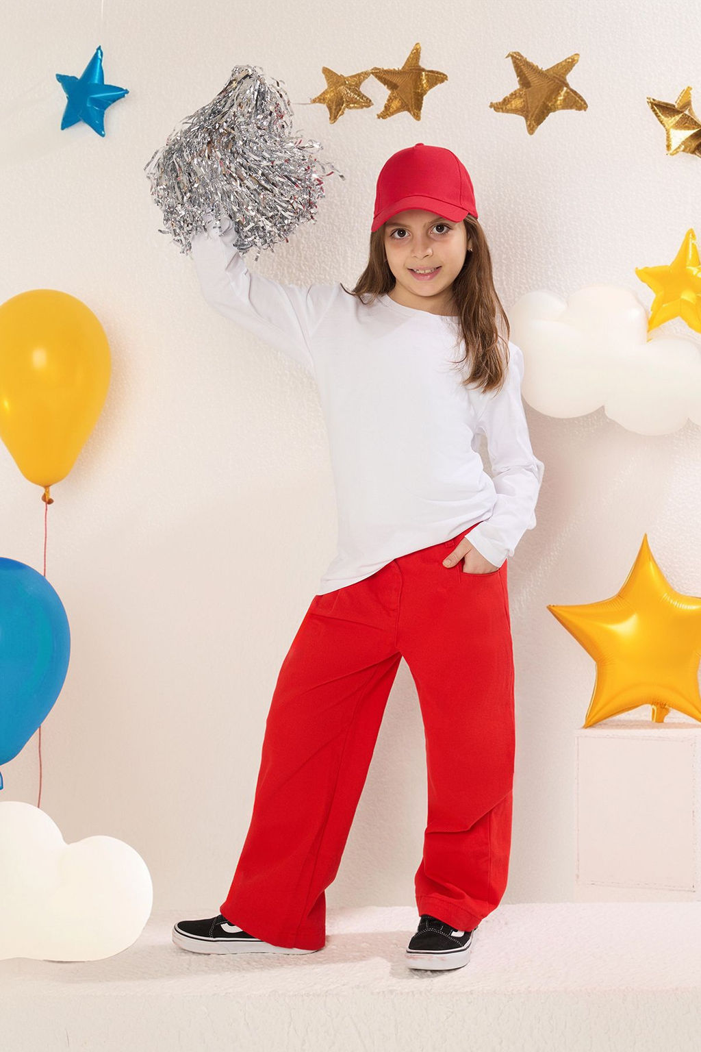 Lacivert*001 K?z Cocuk Duz Basic Bisiklet Yaka Pamuklu Orme T-Shirt TKDAW25TS00000