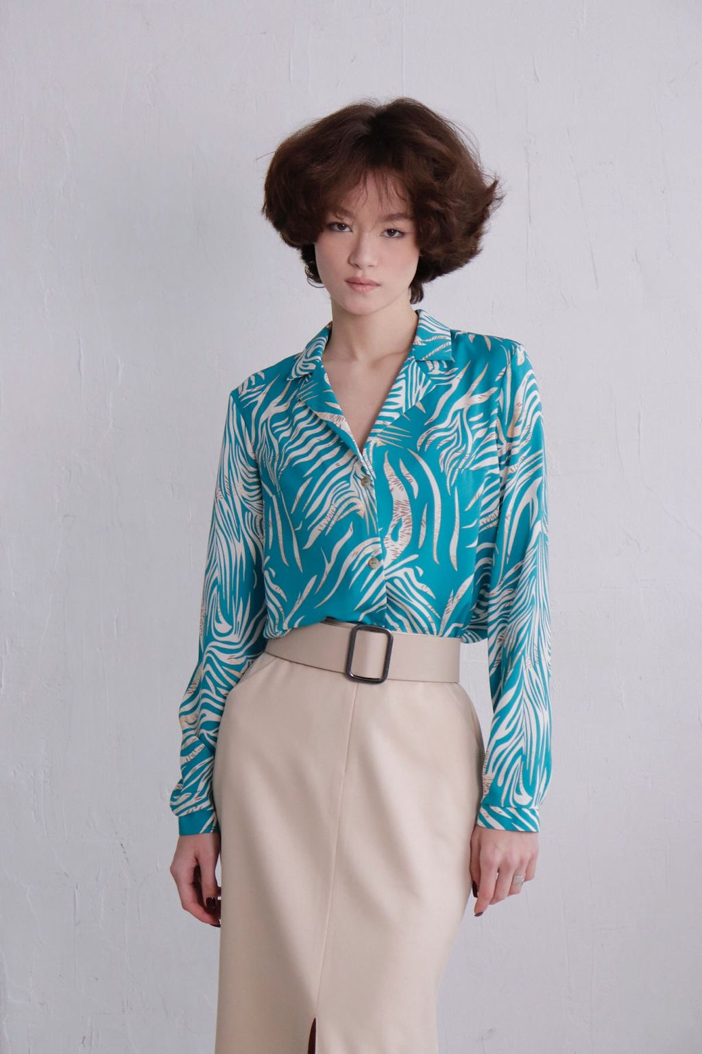 11551 Блуза с английским воротником бирюзовая - Martichelli фото 2