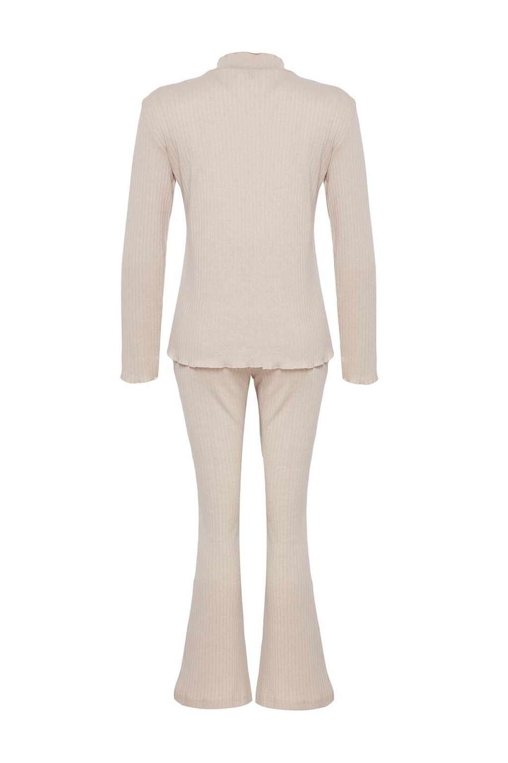 Trendyolmilla Bej Baby Overlok Detayl? Dik Yaka Fitilli Orme Pijama Tak?m? THMAW25PT00030