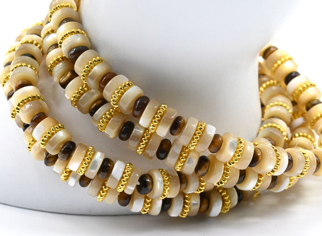 Браслет из перламутра диски 5*2мм цв.кремовый, 16см