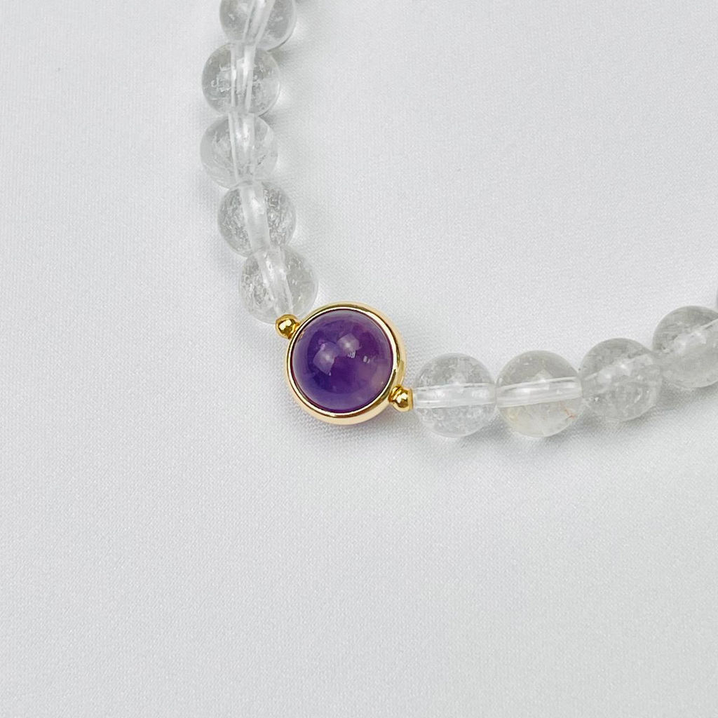 Браслет из Горного Хрусталя и Аметиста - Радуга самоцветов фото 3