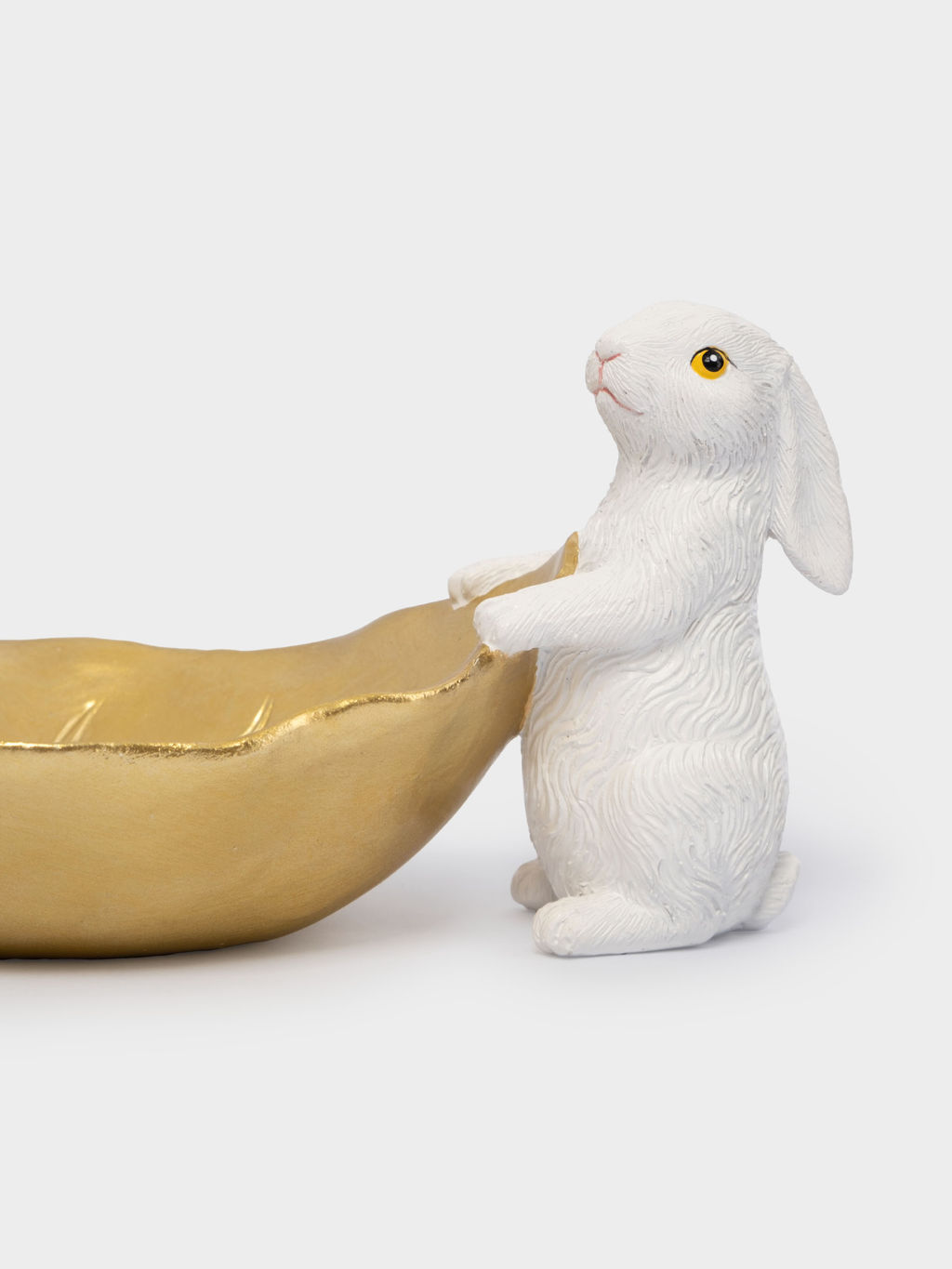 Блюдо декоративное, 22х10 см, полирезин, молочно-золотистое, Кролики с листом, White Rabbit - Anna lafarg фото 6