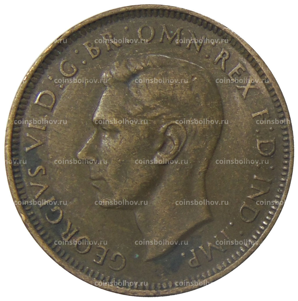 Монета 1/2 пенни 1938 года Австралия
