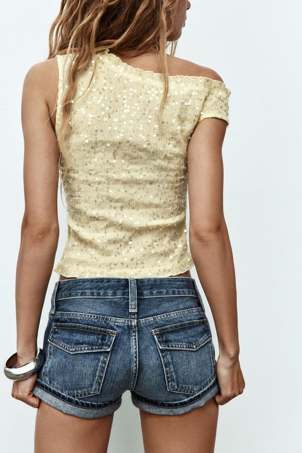 TRF BUTTONED MINI DENIM SHORTS - Zara фото 5