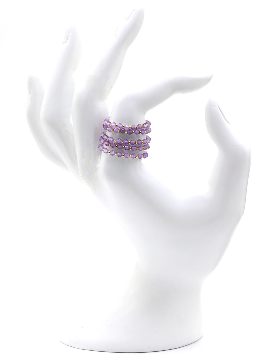 Кольцо на резинке с аметистом шарик 2мм Радуга камня