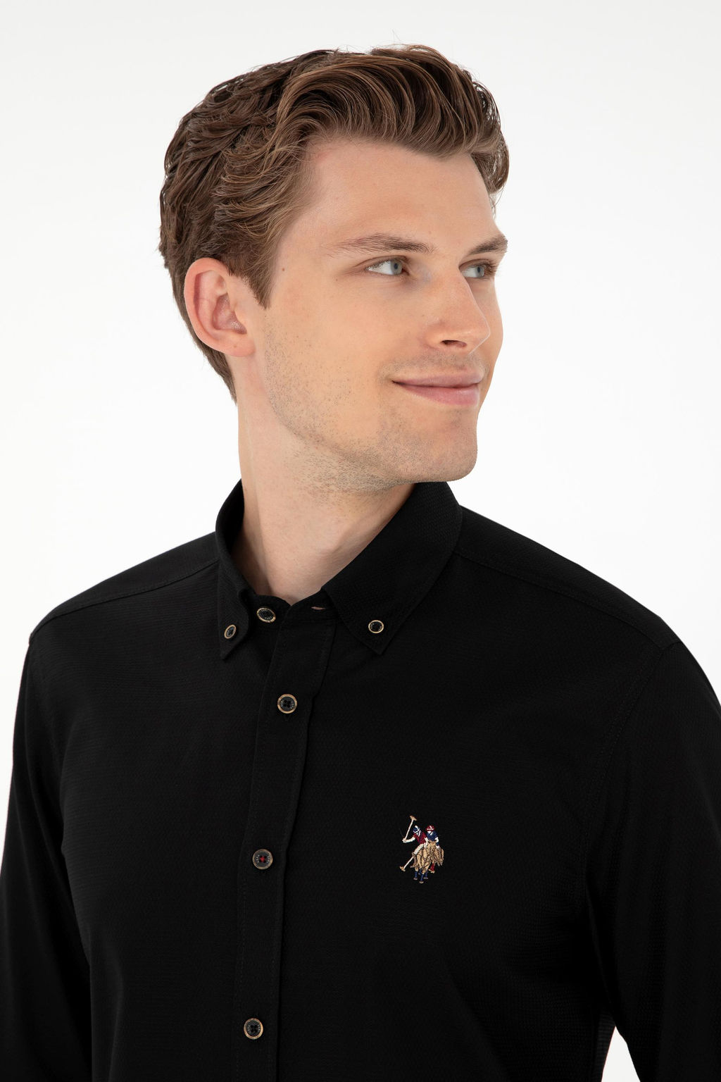 Мужская черная базовая рубашка с длинным рукавом - U.s. polo assn фото 2