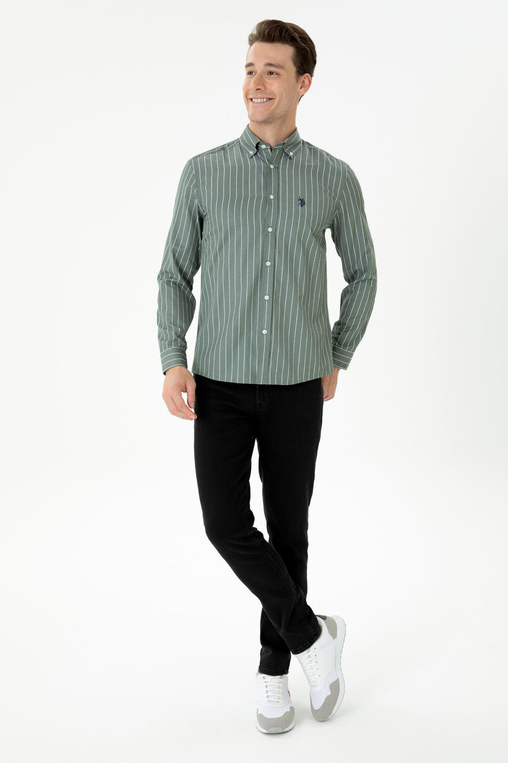 U. S. Polo Assn / Мужская рубашка цвета хаки с длинным рукавом - U.s. polo assn фото 11