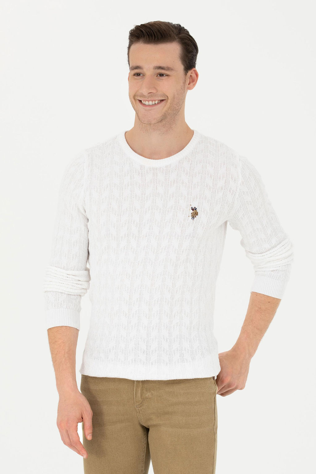Мужской белый базовый свитер - U.s. polo assn фото 15