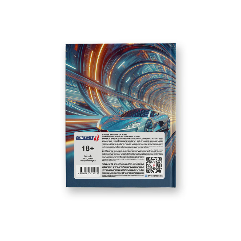 Светоч Бизнес-блокнот, глянцевая ламинация ББ95 A6 64 л. 24 шт. клетка Загадочный путь 01149