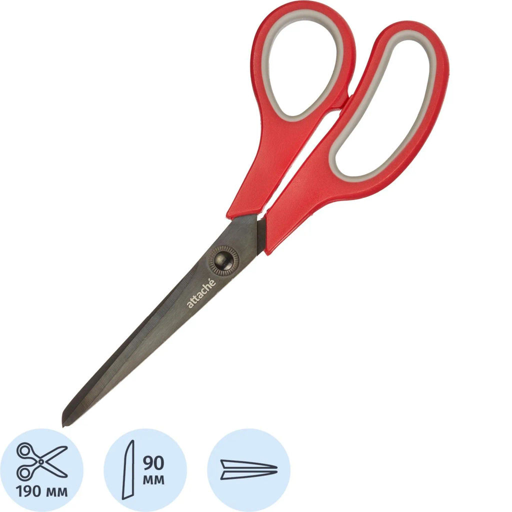 Ножницы Attache Comfort 190мм эргоном.руч,покрыт.Titanium grey,кра/сер  фото 2