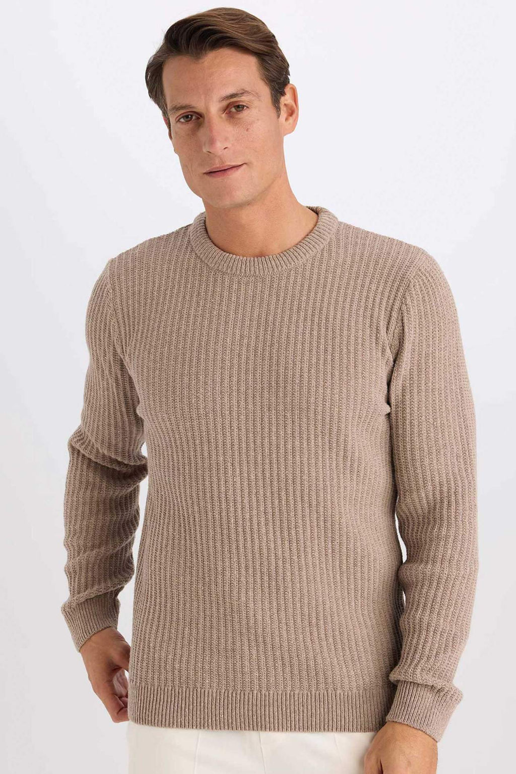 Standart Fit Bisiklet Yaka Dokulu Triko Kazak - Defacto фото 4