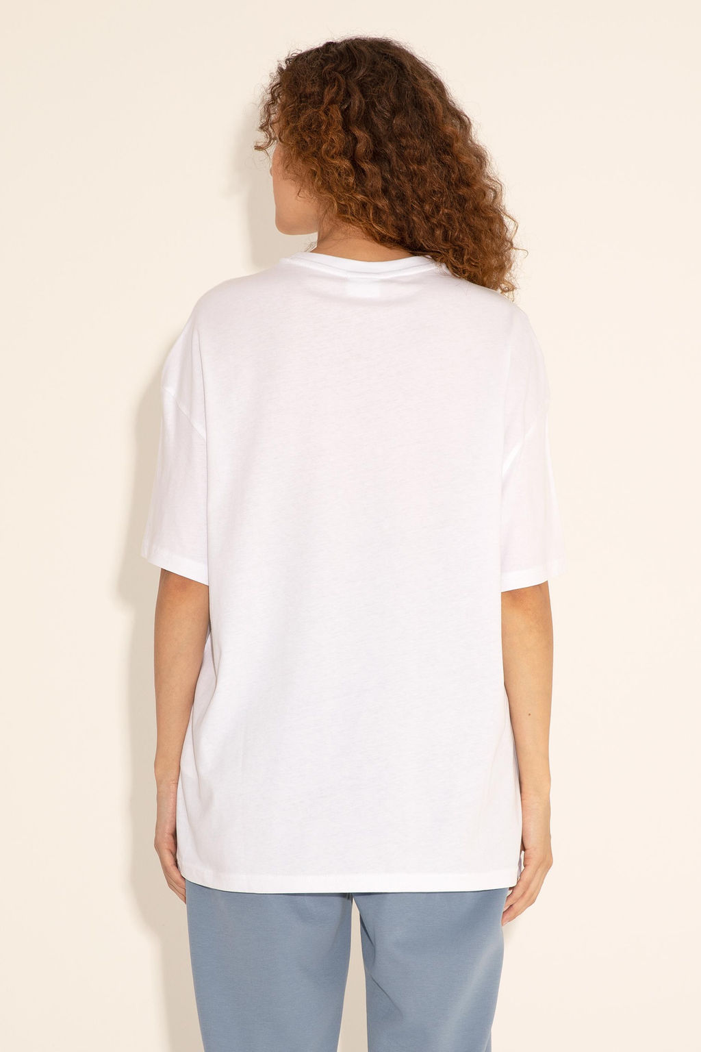 Erkek Oversize Fit Bisiklet Yaka Beyaz Ti__rt