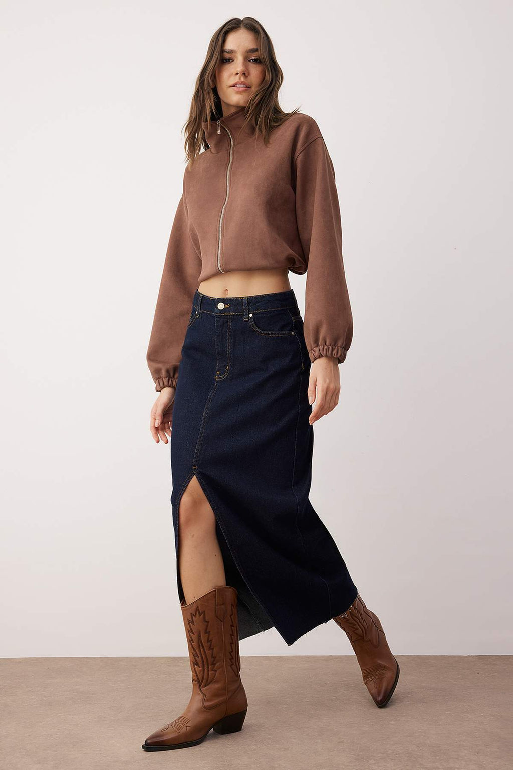 TRENDYOLMILLA Siyah More Sustainable Y?rtmacl? Maxi Denim Etek TWOSS23ET00290 фото 20