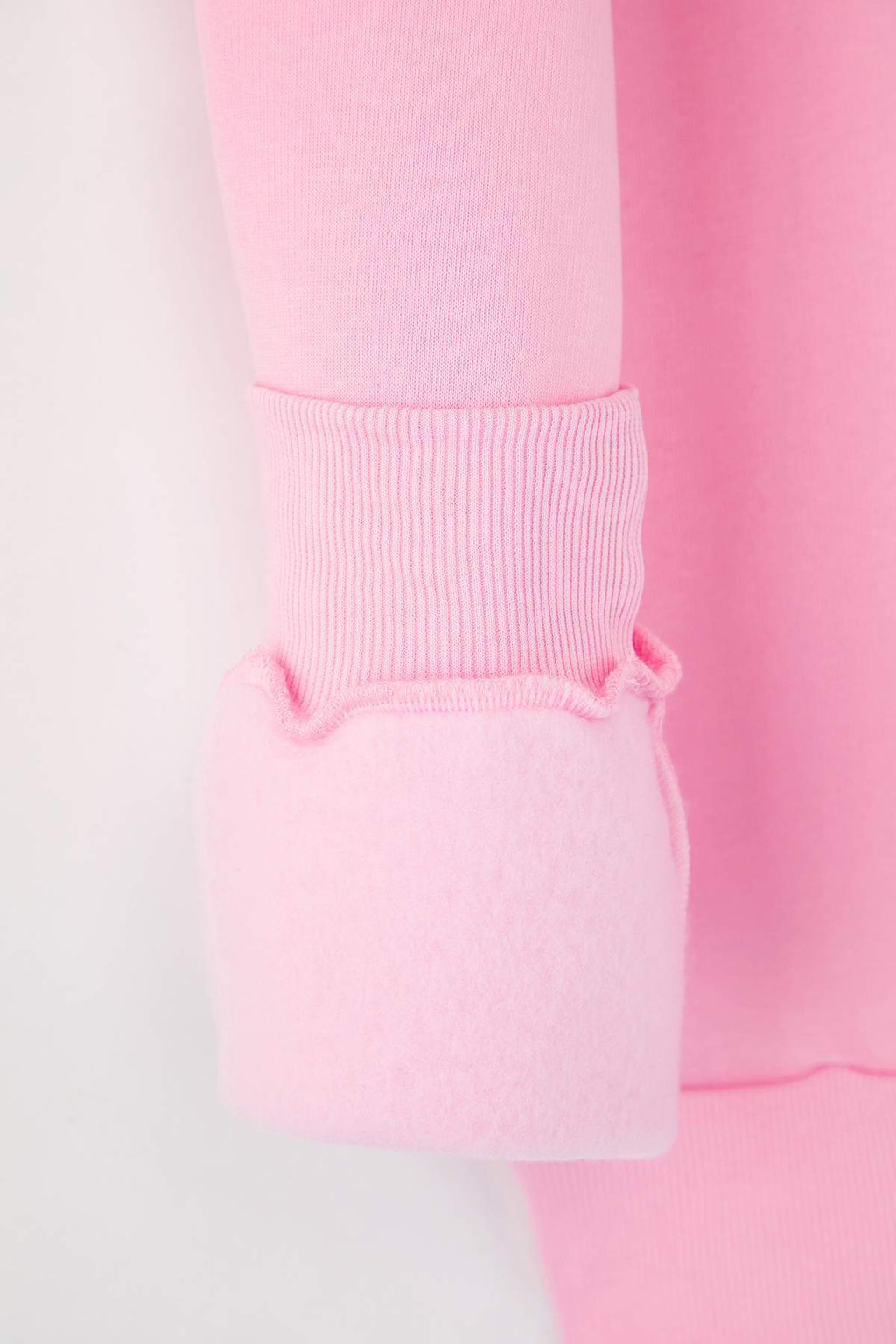 Ac?k Pembe Kal?n Ici Polarl? Regular/Normal Kal?p Bisiklet Yaka Basic Orme Sweatshirt TWOAW24SW00101