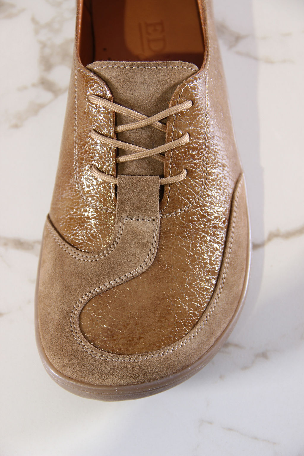 Босоногие туфли 188.natabr.Карамельный наплак+карамельная замша