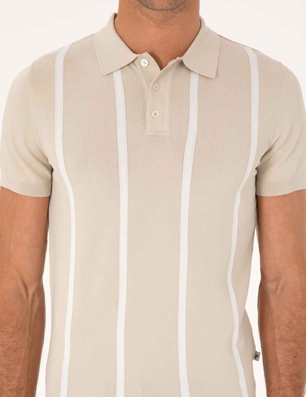 Bej Slim Fit Polo Yaka Triko T-shirt