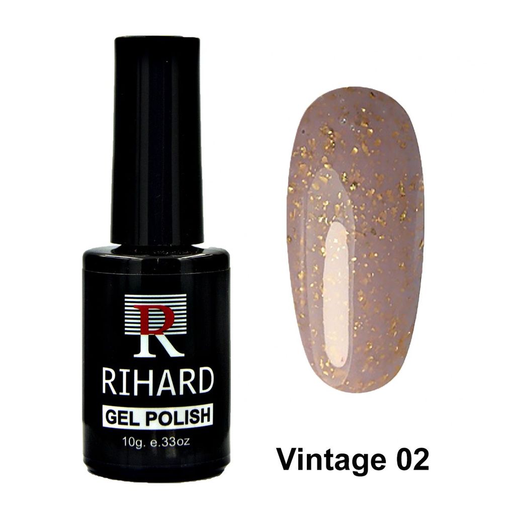 Rihard Gel Polish Vintage 02 Гель-лак "Винтаж" с поталью, 10 мл