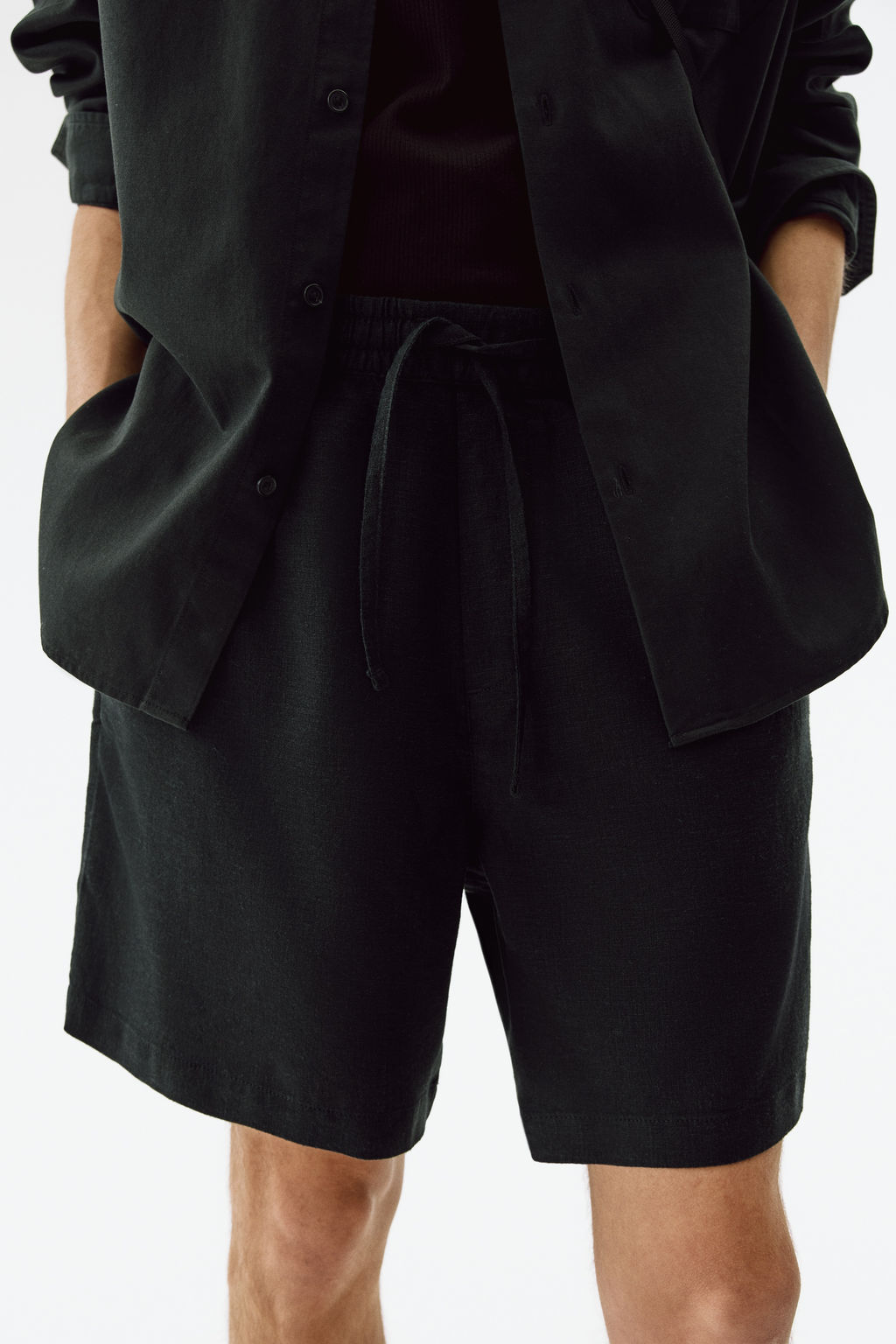 Pantal?n corto en mezcla de lino Relaxed Fit - H&m фото 11
