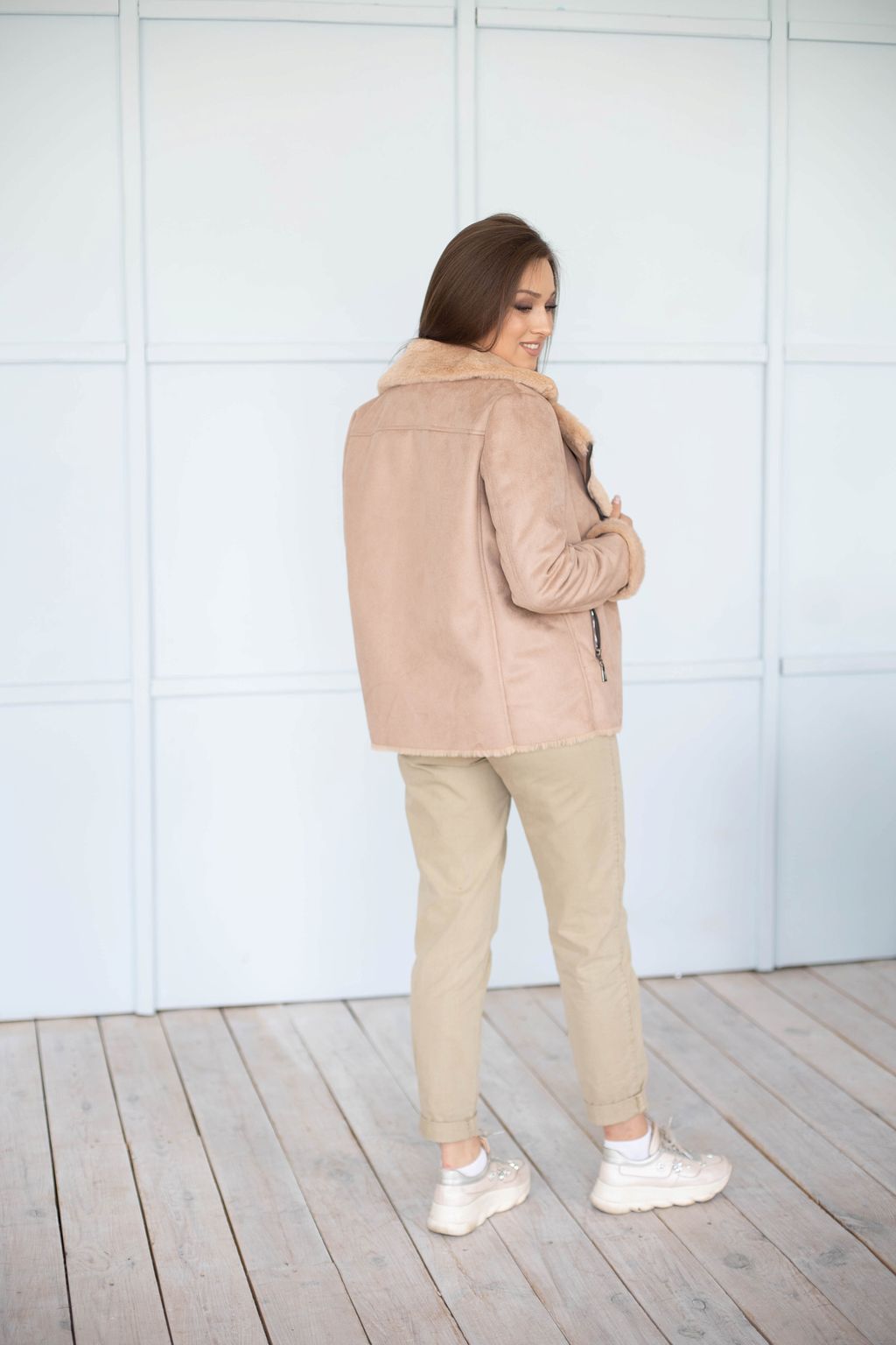 Дублёнка женская демисезонная 22560 (бежевый) - Kankan фото 4