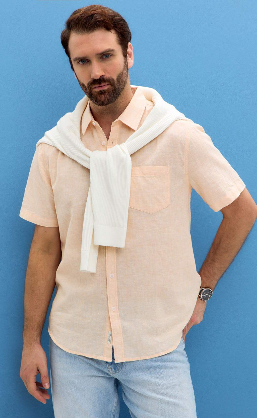 Рубашка к/р лен F111-0450 l.orange - Fine joyce фото 2