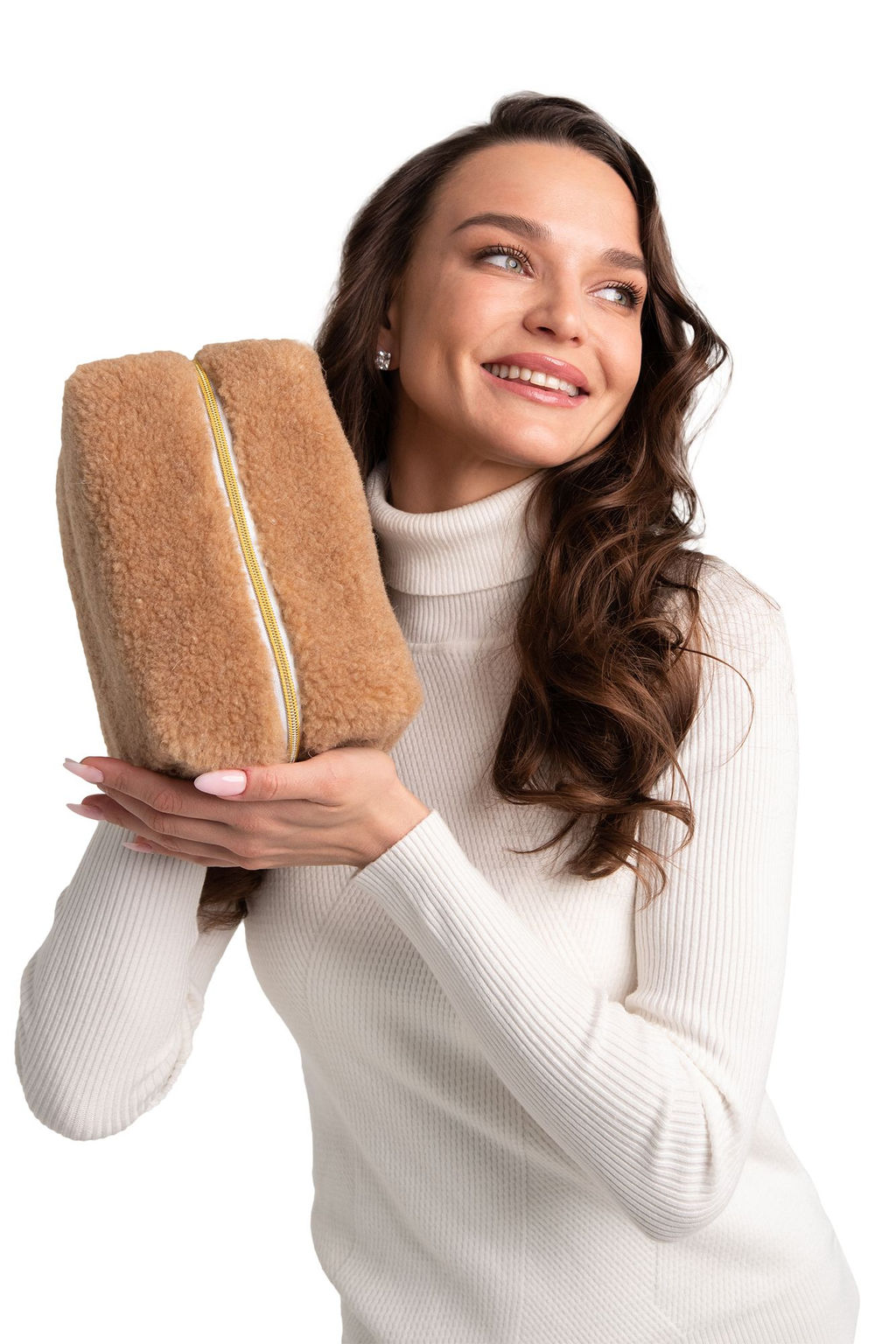 Косметичка меховая Тедди кемел