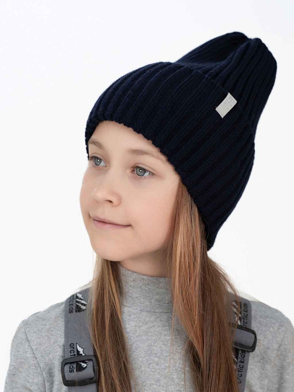 Шапка вязаная детская темно-синяя Ш-120 (52-54)
