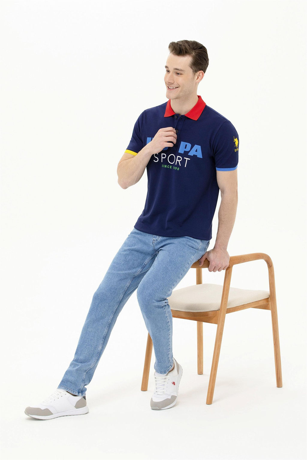 Мужская темно-синяя футболка с воротником-поло - U.s. polo assn фото 9