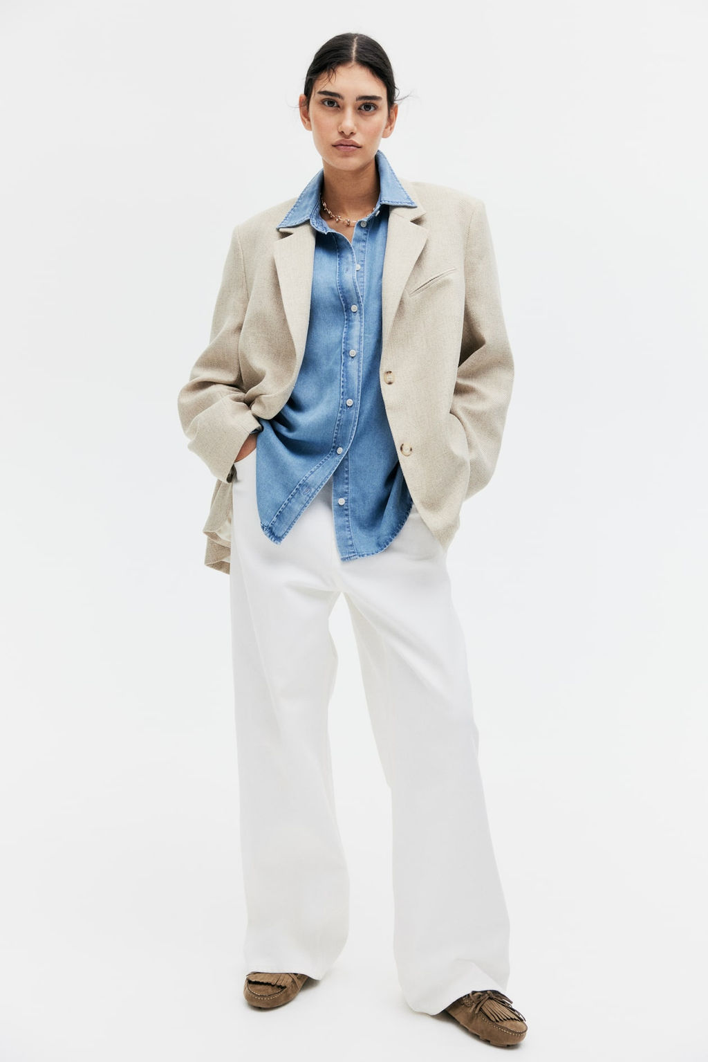 Camisa denim de lyocell - H&m фото 2