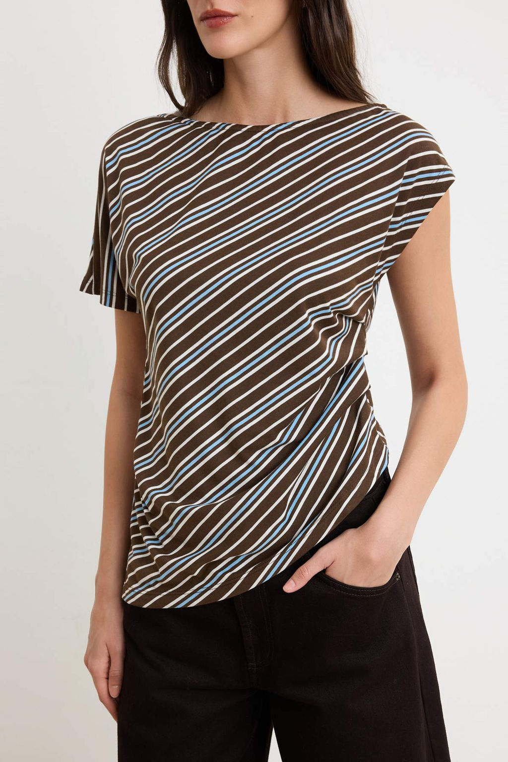 Cok Renkli Cizgili Regular/Normal Kal?p K?sa Kollu Buzgulu %100 Pamuk Orme T-shirt TWOSS26TS00283 - Trendyolmilla фото 3