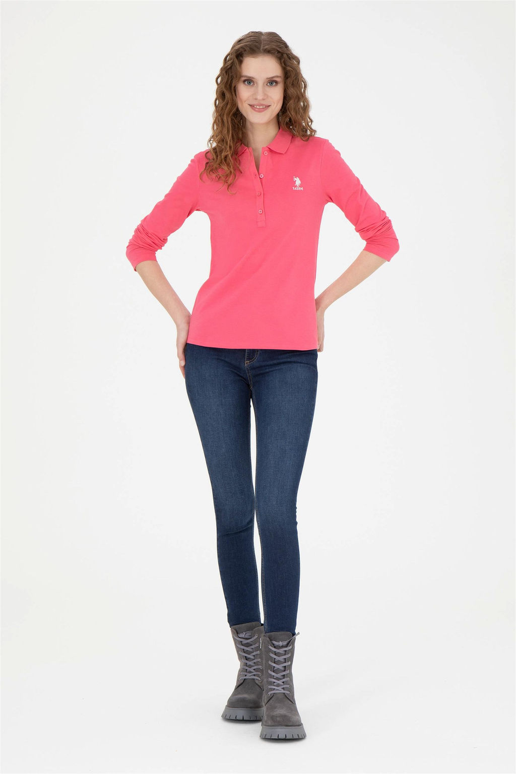 Женский розовый базовый свитшот - U.s. polo assn фото 4