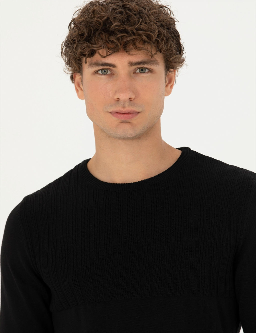 Siyah Slim Fit Bisiklet Yaka Triko Kazak - Pierre cardin фото 2